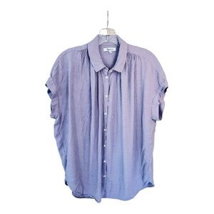 Madewell Central Drapy purple  lavender button up short sleeve top blouseñ